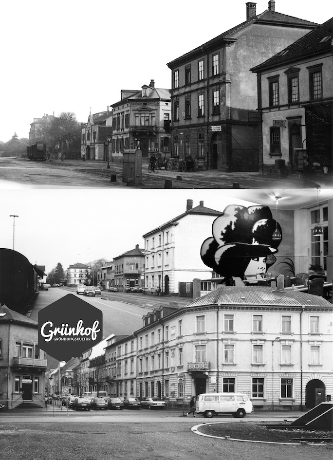 Collage aus historischen Bildern und Dokumenten zur Belfortstraße 52.